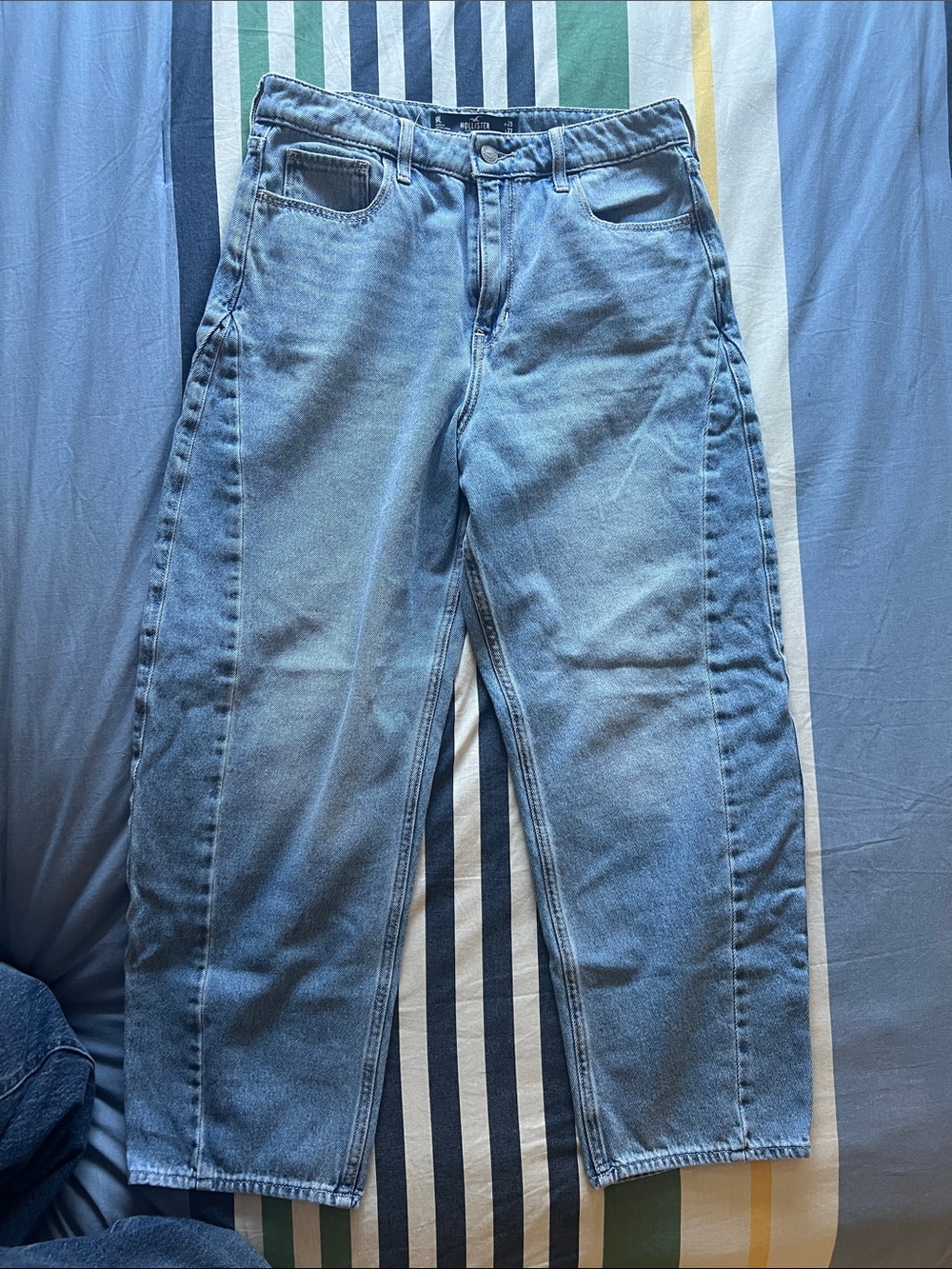 Hollister Light Blue High-Rise Barrel Jeans